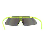 Color Mirror Minimalist Half Rim Shield Sport Wrap Around Sunglasses