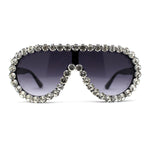 Maximalist Heavy Rhinestone Iced Plastic Racer Shield Sunglasses