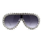 Maximalist Heavy Rhinestone Iced Plastic Racer Shield Sunglasses