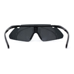 Mens Minimalist Half Rim Shield Sport Wrap Around Sunglasses