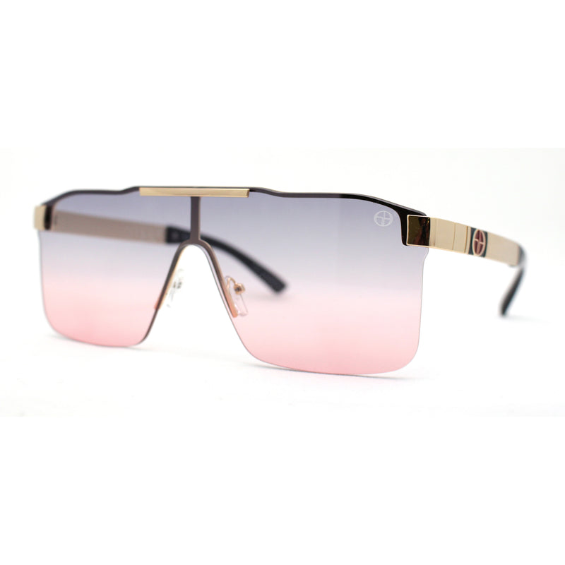 Elegant Rimless Flat Top Mobster Shield Racer Sunglasses