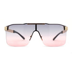 Elegant Rimless Flat Top Mobster Shield Racer Sunglasses