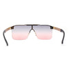 Elegant Rimless Flat Top Mobster Shield Racer Sunglasses