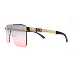 Elegant Rimless Flat Top Mobster Shield Racer Sunglasses