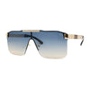 Elegant Rimless Flat Top Mobster Shield Racer Sunglasses