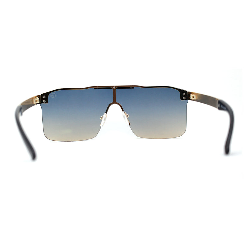 Elegant Rimless Flat Top Mobster Shield Racer Sunglasses