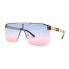 Elegant Rimless Flat Top Mobster Shield Racer Sunglasses