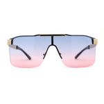 Elegant Rimless Flat Top Mobster Shield Racer Sunglasses