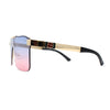 Elegant Rimless Flat Top Mobster Shield Racer Sunglasses