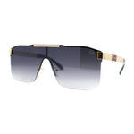 Elegant Rimless Flat Top Mobster Shield Racer Sunglasses