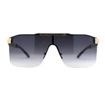 Elegant Rimless Flat Top Mobster Shield Racer Sunglasses