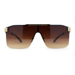 Elegant Rimless Flat Top Mobster Shield Racer Sunglasses