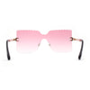 Womens Wave Beveled Lens Oversize Shield Rimless Fashion Sunglasses