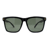 Mens Tempered Glass Lens Gentlemens Trendy Large Horn Rim Sunglasses Black Green