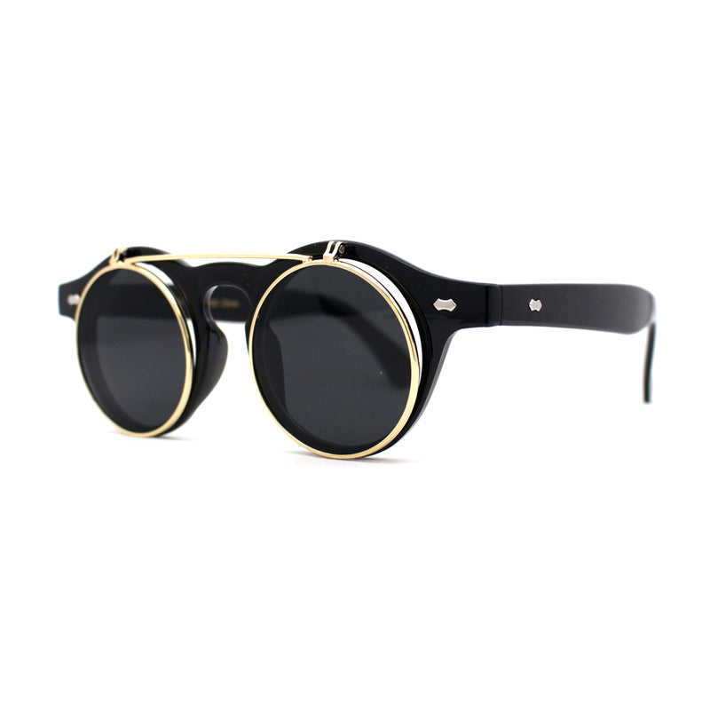 Super Normcore Cool Hipster Flip Up Keyhole Round Sunglasses