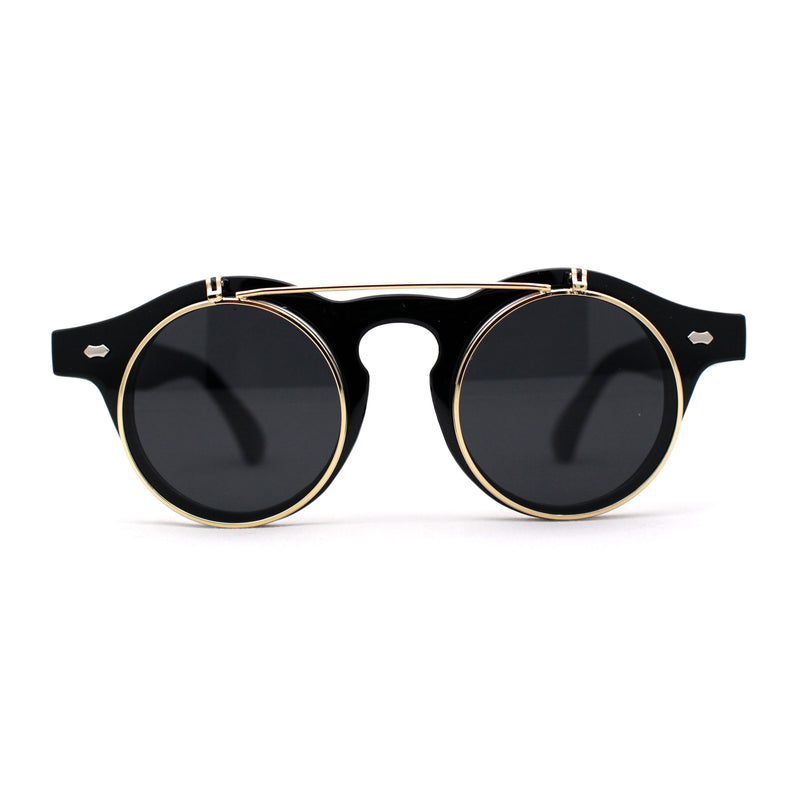 Super Normcore Cool Hipster Flip Up Keyhole Round Sunglasses