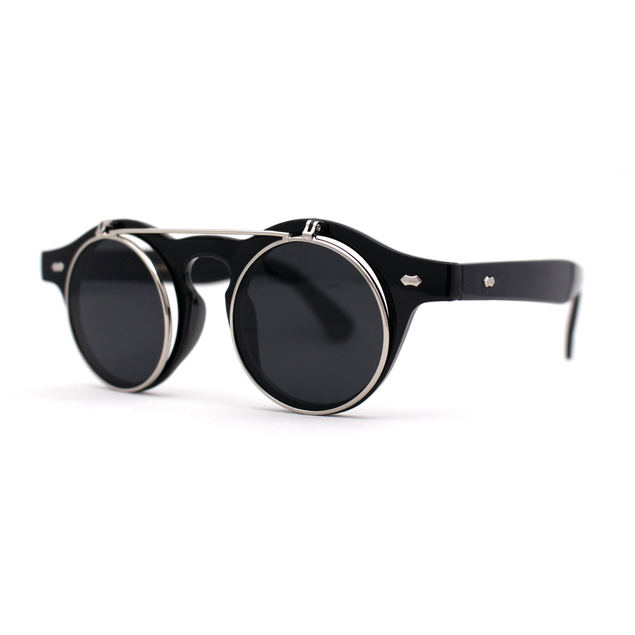 thumbnail image 2 of Novelty High Fashion Double Flip Up Perfect Circle Round Sunglasses – UV400 2 of 4