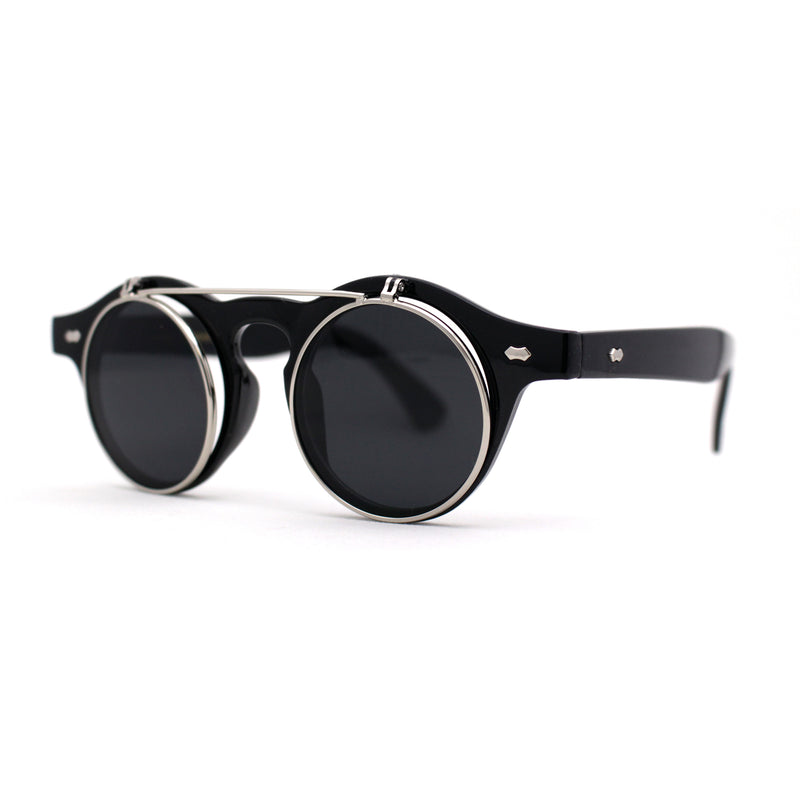 Super Normcore Cool Hipster Flip Up Keyhole Round Sunglasses