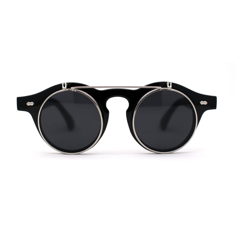 Super Normcore Cool Hipster Flip Up Keyhole Round Sunglasses