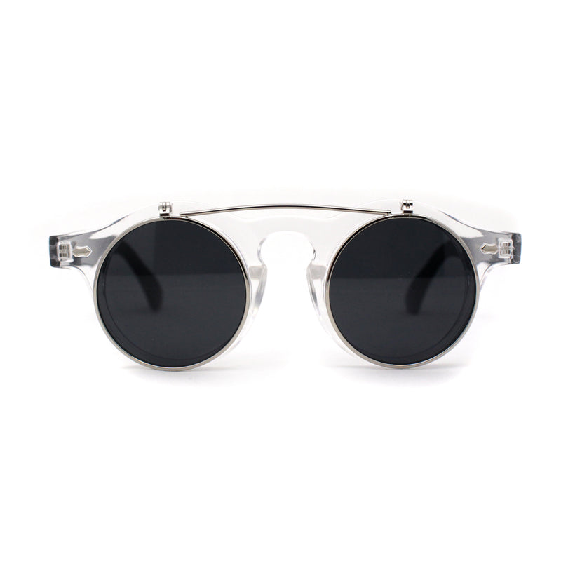 Super Normcore Cool Hipster Flip Up Keyhole Round Sunglasses