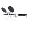 Super Normcore Cool Hipster Flip Up Keyhole Round Sunglasses