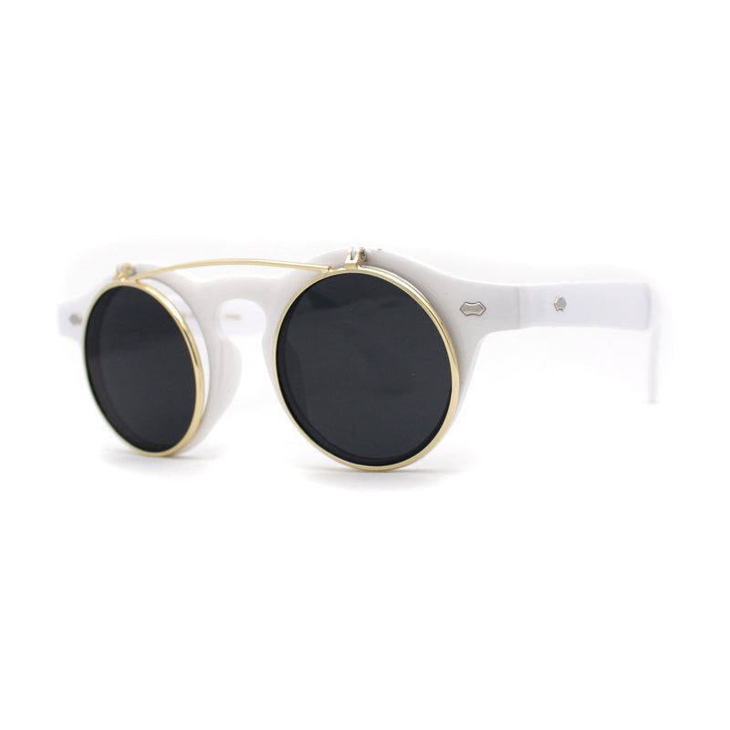 Super Normcore Cool Hipster Flip Up Keyhole Round Sunglasses