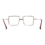 Womens Rhinestone Jewel Frame Oversize Rectangle Metal Clear Lens Eyeglasses