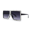 Girls Child Size Large Rhinestone Studded Flat Top Square Mob Sunglasses