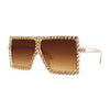 Girls Child Size Large Rhinestone Studded Flat Top Square Mob Sunglasses