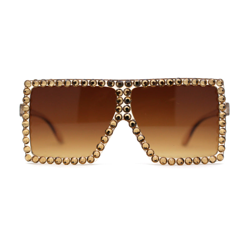 Girls Child Size Large Rhinestone Studded Flat Top Square Mob Sunglasses