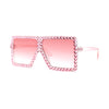 Girls Child Size Large Rhinestone Studded Flat Top Square Mob Sunglasses