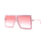 Girls Child Size Large Rhinestone Studded Flat Top Square Mob Sunglasses