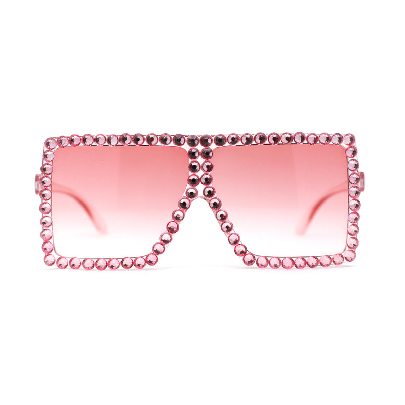 Girls Child Size Large Rhinestone Studded Flat Top Square Mob Sunglasses