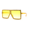 Girls Child Size Large Rhinestone Studded Flat Top Square Mob Sunglasses