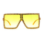 Girls Child Size Large Rhinestone Studded Flat Top Square Mob Sunglasses