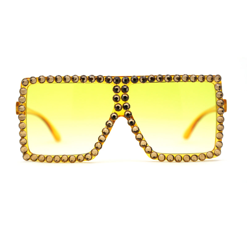 Girls Child Size Large Rhinestone Studded Flat Top Square Mob Sunglasses