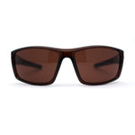 Mens Antiglare Driving Lens Wrap Around Sport Rectangular Plastic Sunglasses Black Brown