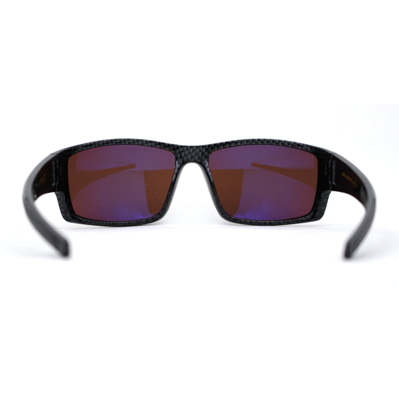 Mens Antiglare Driving Lens Wrap Around Sport Rectangular Plastic Sunglasses Black Brown