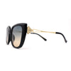 Elegant Rhinestone Fan Jewel Hinge Oversize Square Cat Eye Sunglasses