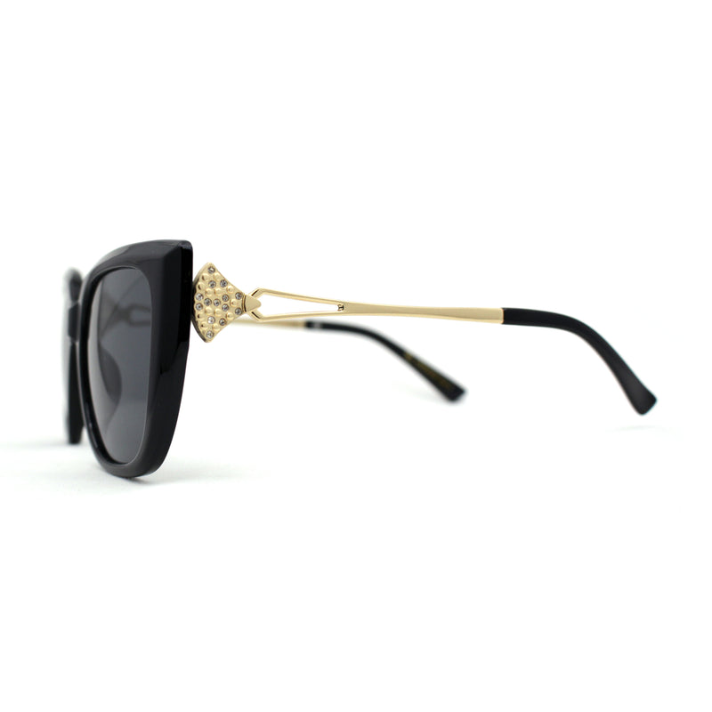 Elegant Rhinestone Fan Jewel Hinge Oversize Square Cat Eye Sunglasses