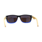 Mens Bamboo Wood Arm Rectangle Sport Biker Style Sunglasses