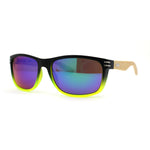 Mens Bamboo Wood Arm Rectangle Sport Biker Style Sunglasses