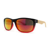 Mens Bamboo Wood Arm Rectangle Sport Biker Style Sunglasses