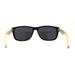 Mens Bamboo Wood Arm Rectangle Sport Biker Style Sunglasses