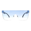 Retro Rimless Shield Horn Rim Mono Block Lens Rectangle Sunglasses