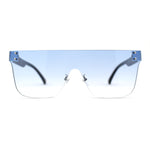 Retro Rimless Shield Horn Rim Mono Block Lens Rectangle Sunglasses