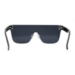 Retro Rimless Shield Horn Rim Mono Block Lens Rectangle Sunglasses