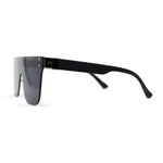 Retro Rimless Shield Horn Rim Mono Block Lens Rectangle Sunglasses