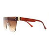 Retro Rimless Shield Horn Rim Mono Block Lens Rectangle Sunglasses