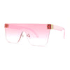 Retro Rimless Shield Horn Rim Mono Block Lens Rectangle Sunglasses